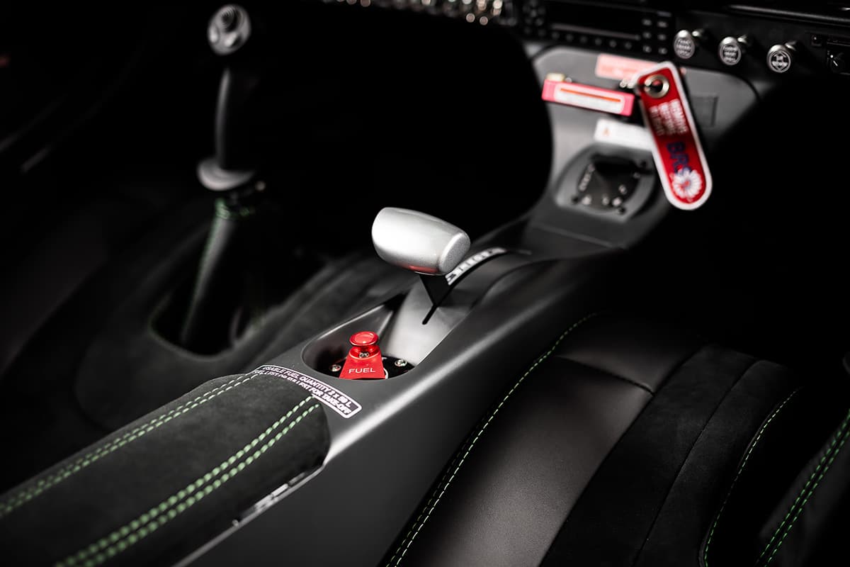 Bristell B23 center console in alcantara with contrast stitching