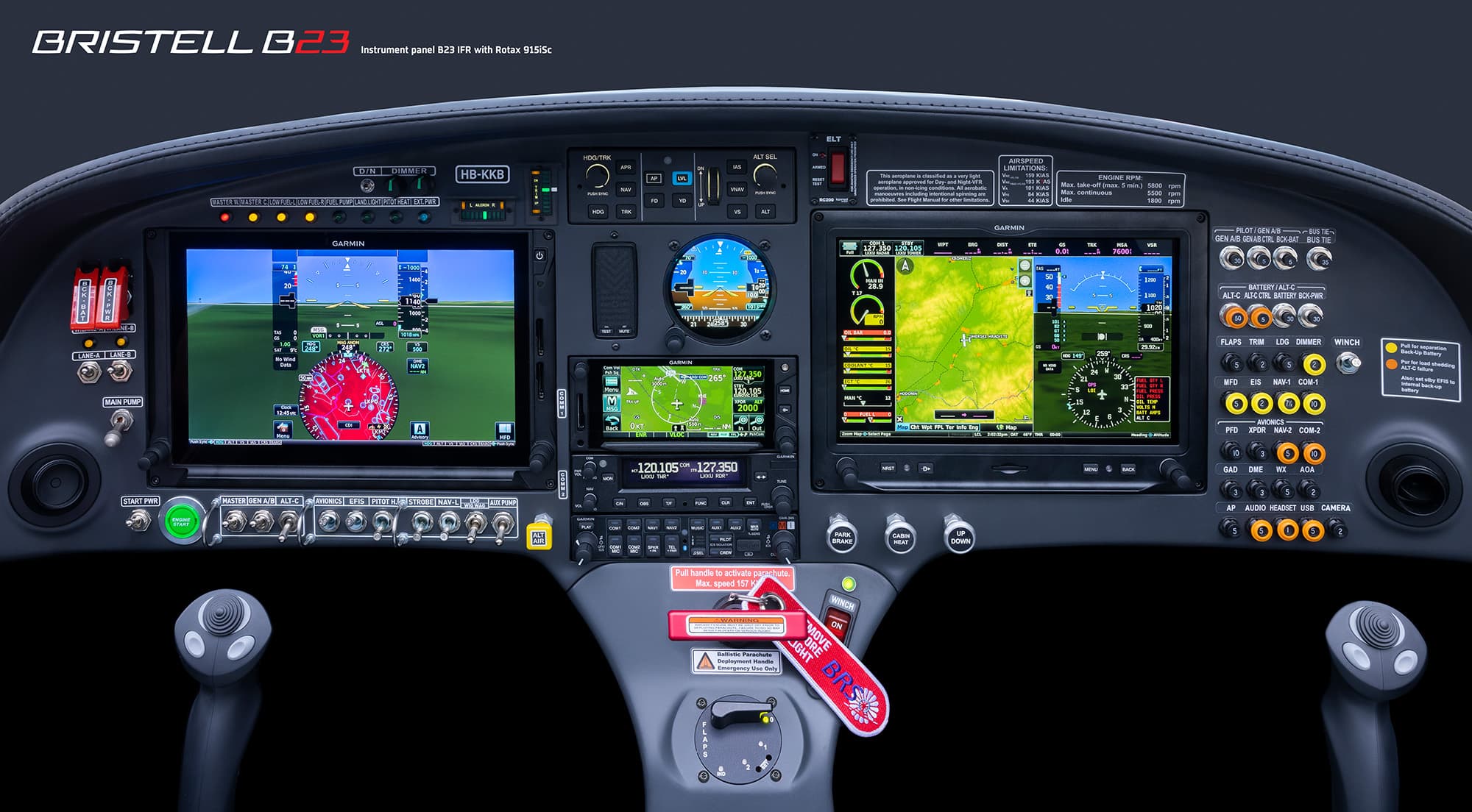 Bristell B23 Turbo instrument panel with dual Garmin G3X Touch